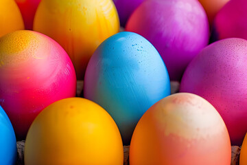 vibrant easter eggs symbolize joy and renewal. generative ai