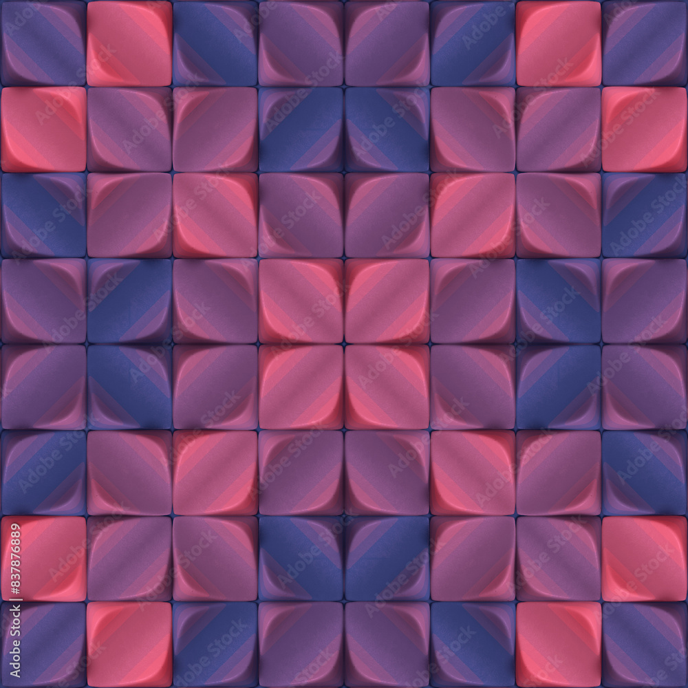 Aufkleber Digital illustration of a pattern consisting of a grid of interlocking abstract shapes. 3d rendering