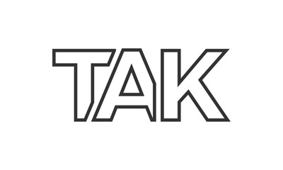 TAK logo design template with strong and modern bold text. Initial based vector logotype featuring simple and minimal typography. Trendy company identity.
