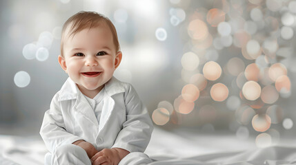 A pediatrician s profile with expert baby care tips for infant health in photorealistic concept. Great for healthcare and parenting ads.