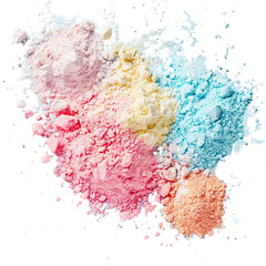 Heap of flour colorful powder with freeze isolated on background