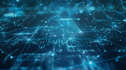 Obraz premium futuristic cyber network in glowing blue, showcasing advancement and connectivity. generative ai