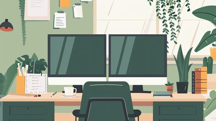 A home office setup, ergonomic chair, and a notepad, working remotely.