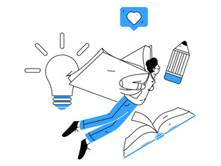 Education and learning people flat vector concept hand drawn illustration
