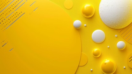 Minimalist abstract yellow background with white and yellow spheres. Modern and vibrant design ideal for creative projects.