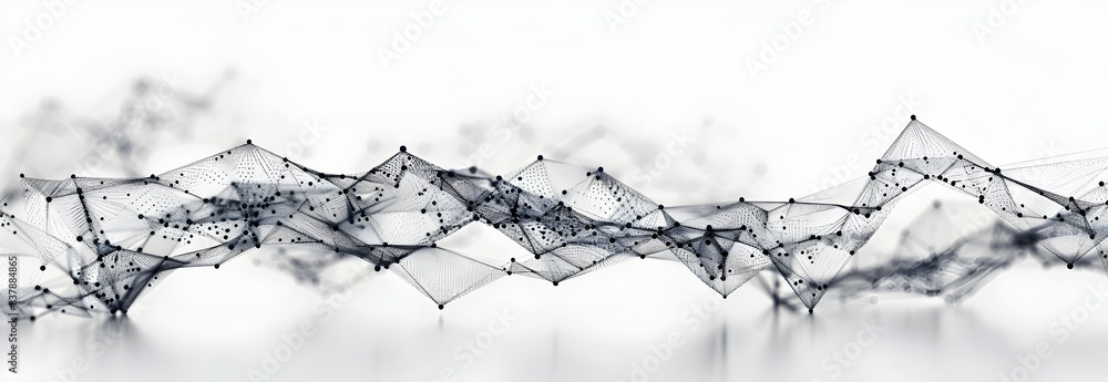 Poster a network of interconnected nodes and lines, representing the global digital landscape with data flo