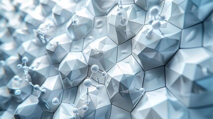 A high-tech biotech-themed background with a mosaic of geometric patterns in grayscale, showcasing a detailed molecular model of a bioinformatics algorithm, highlighting its role in computational