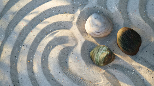 mini jardin zen avec galets et sable ratiss&eacute; harmonieusement