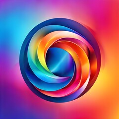 Vibrant Circular Logo Illustration Representing Unity and Diversity with Colorful Spiraling Shapes. Bold and Energetic Solid Background with Abstract Colorful Gradient Texture