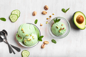 Green vegetable avocado ice cream