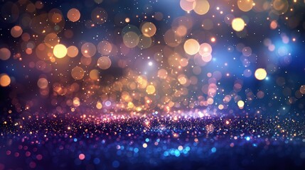 Obraz premium A holiday-themed background with red and green bokeh lights and sparkling glitter.