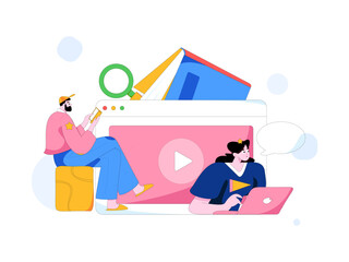 Education and learning people flat vector concept hand drawn illustration
