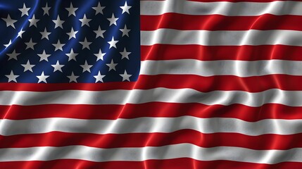 Fototapeta premium Close-up of the American flag waving, showcasing the stars and stripes symbolizing patriotism, freedom, and national pride.
