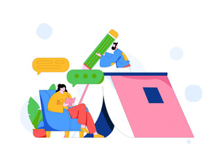 Education and learning people flat vector concept hand drawn illustration
