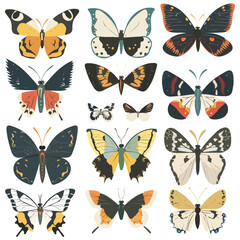 Watercolor painting of a Butterfly collection, isolated on a white background, Butterfly vector, drawing clipart, Illustration Vector, Graphic Painting, design art, logo