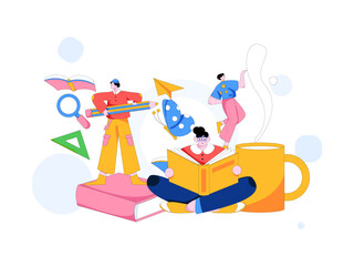 Education and learning people flat vector concept hand drawn illustration
