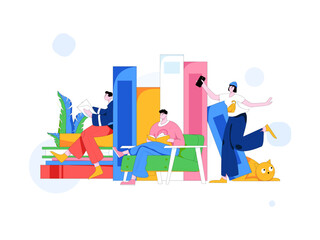 Education and learning people flat vector concept hand drawn illustration
