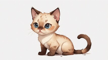 Obraz premium Siamese Cat illustration, Cartoon, Cute animal illustration 