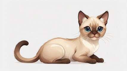 Fototapeta premium Siamese Cat illustration, Cartoon, Cute animal illustration 