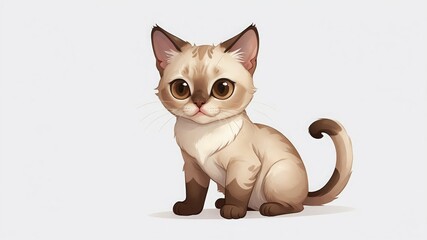 Obraz premium Siamese Cat illustration, Cartoon, Cute animal illustration 