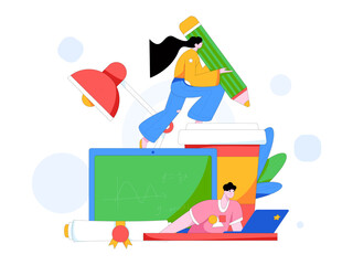 Education and learning people flat vector concept hand drawn illustration
