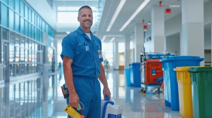 The janitor in hospital hallway