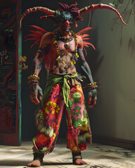 Devil in a bohemian outfit, festival scene