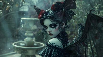 Devil in gothic lolita fashion dark and whimsical