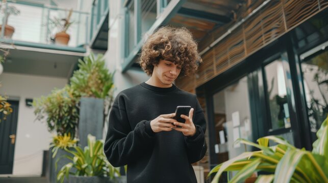 The young man with smartphone