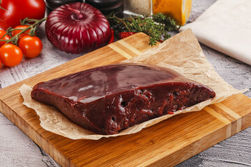 Raw beef liver for cooking