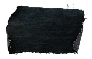 Piece of torn denim on a white background. Denim texture