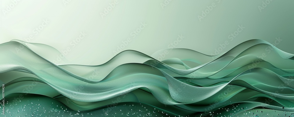 Aufkleber abstract fluid wave pattern in shades of green on a simple flat color background