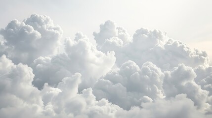 Fluffy White Clouds in a Gray Sky
