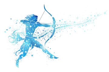 Silhouette of Sagittarius archer with a starry trail.