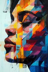 Colorful abstract portrait of a woman.