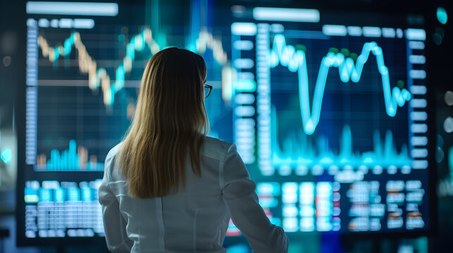 Business woman investing in the stock market