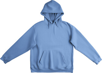 Light blue unfolded hoodie mockup, png, front view