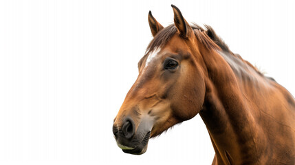 Naklejka premium Majestic Brown Horse in Elegant Pose, Isolated on White Background