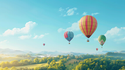 Obraz premium Hot air balloon, a tour to admire nature above ground at height