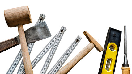 PNG Flat lay of various technician tools isolated collage element, transparent background