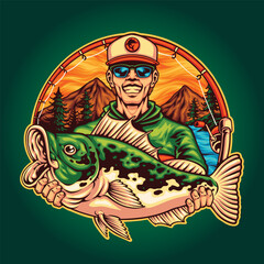 bass fishing largemouth logo illustration