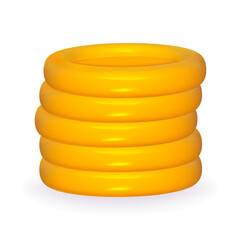 3d coin gold stack vector illustration isolated. Money yellow pile. Game coin tower.