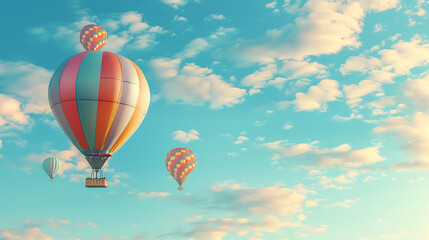 Fototapeta premium Hot air balloon, a tour to admire nature above ground at height