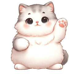 a cute cat lifting its paw in a greeting gesture