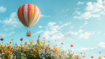 Fototapeta premium Hot air balloon, a tour to admire nature above ground at height