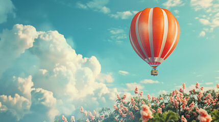 Fototapeta premium Hot air balloon, a tour to admire nature above ground at height