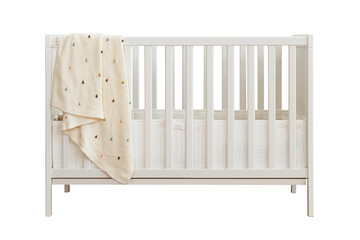 White wooden crib png mockup for baby room