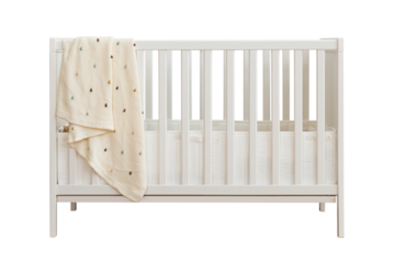 White wooden crib png mockup for baby room