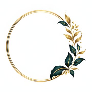 luxury gold leaf simple circle border