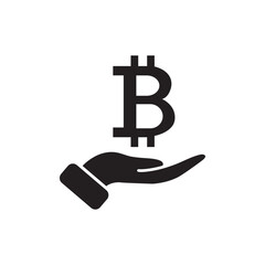 Open hand with bitcoin icon